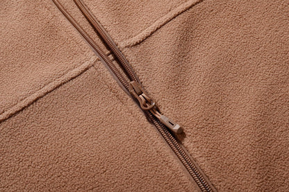 Men's Fleece Full Zip Brown Jacket